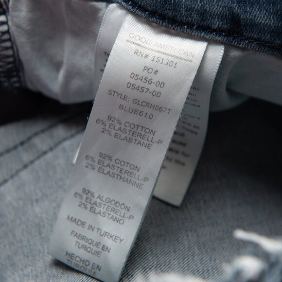 Good American Jeans Good Legs High Waist Fray Waistband Skinny Blue 610 Size 16 - Picture 5 of 8